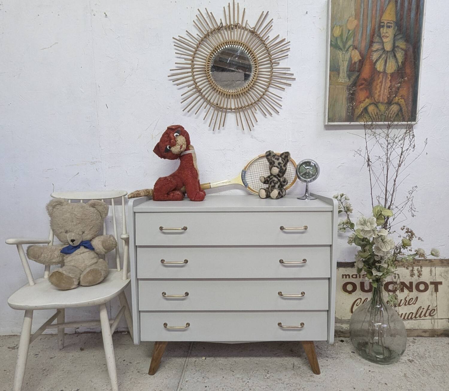 Commode Aileron Pied Compas 1960 Design vintage