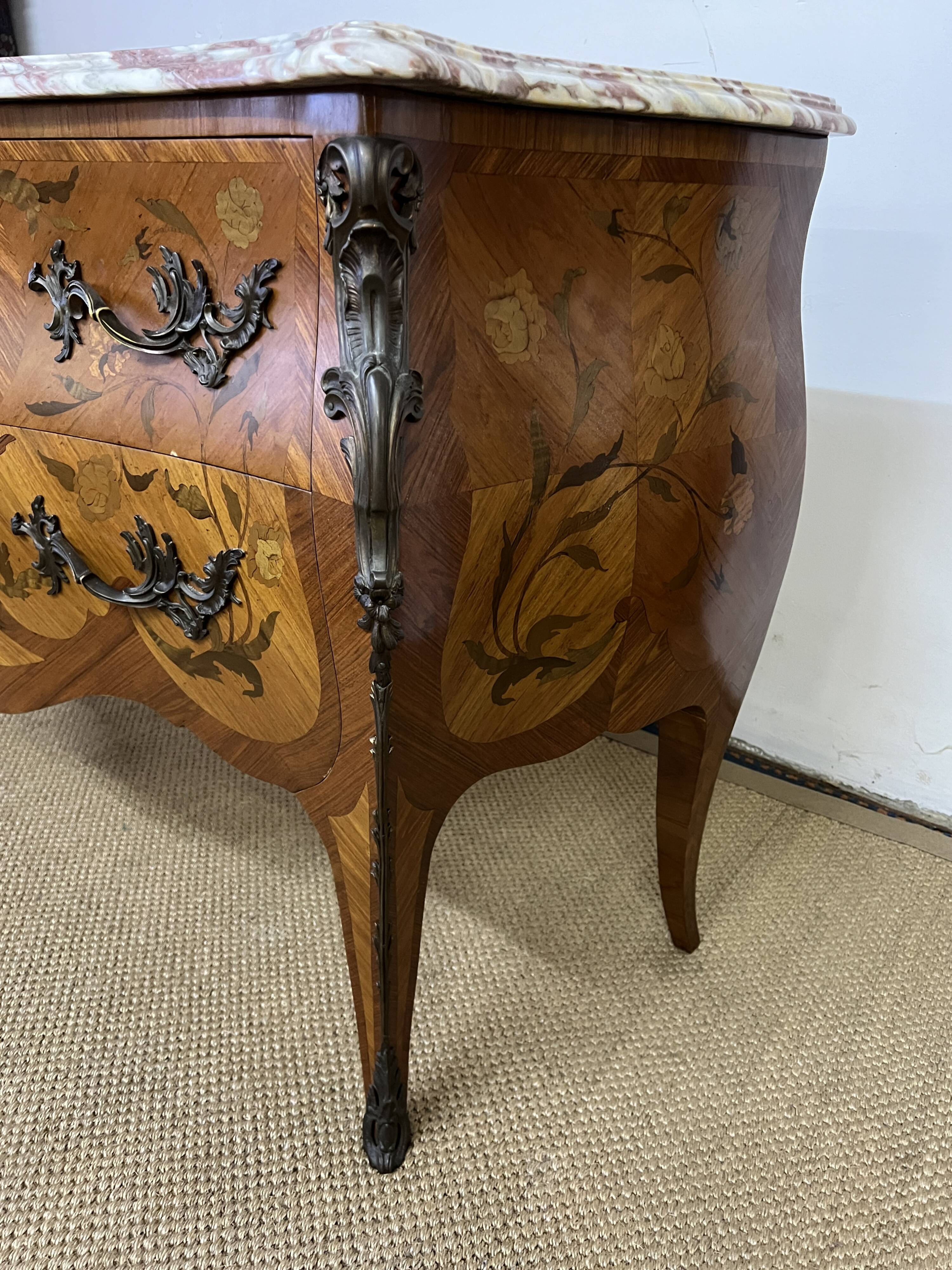 Louis XV style inlaid chest of drawers