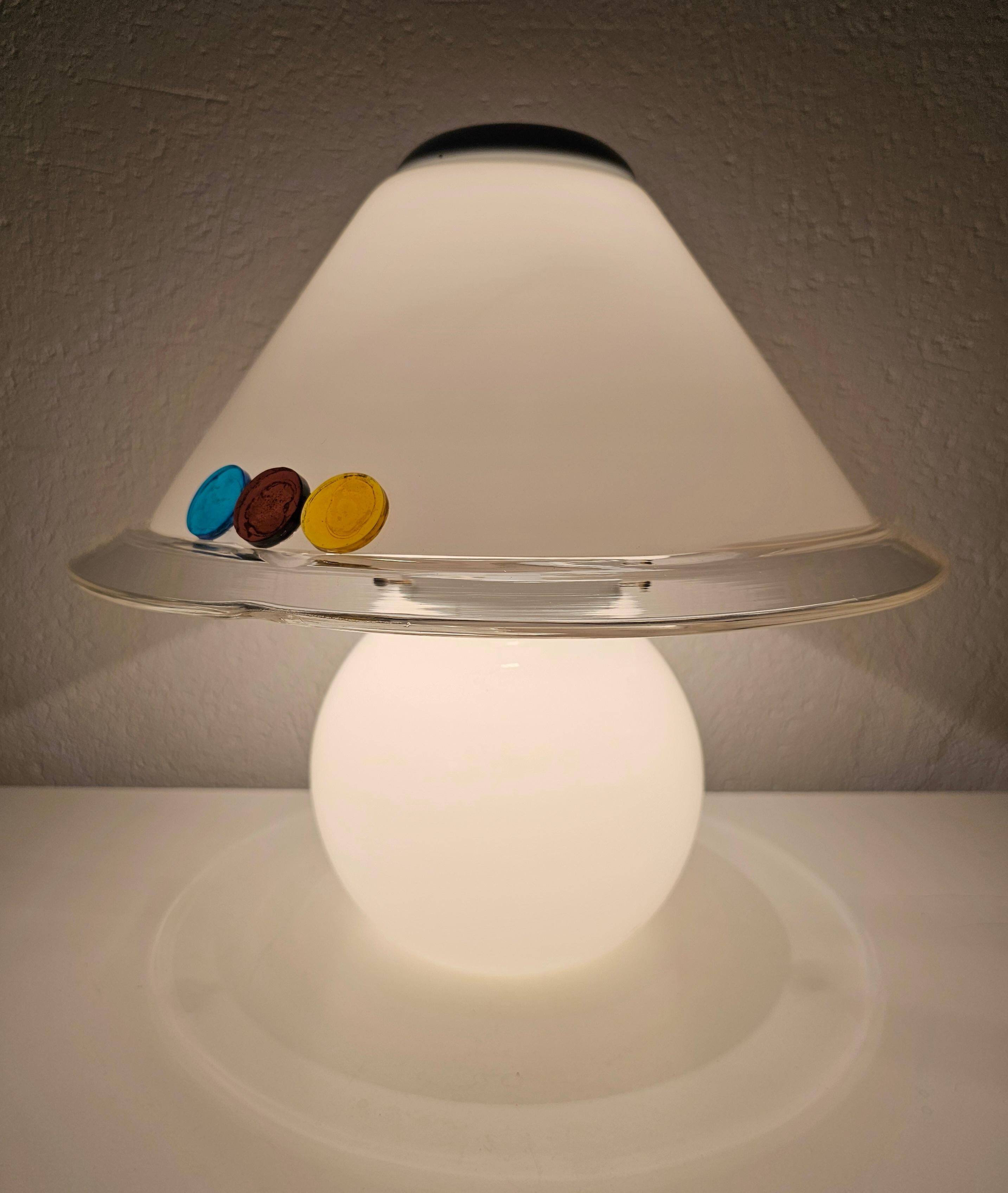 Murano glass table lamp in mushroom shape, Mid Century Modern, 1970s