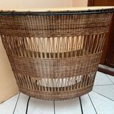 Vintage rattan and metal bar, 60s