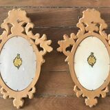 Pair of gilded rococo mirrors in carved wood