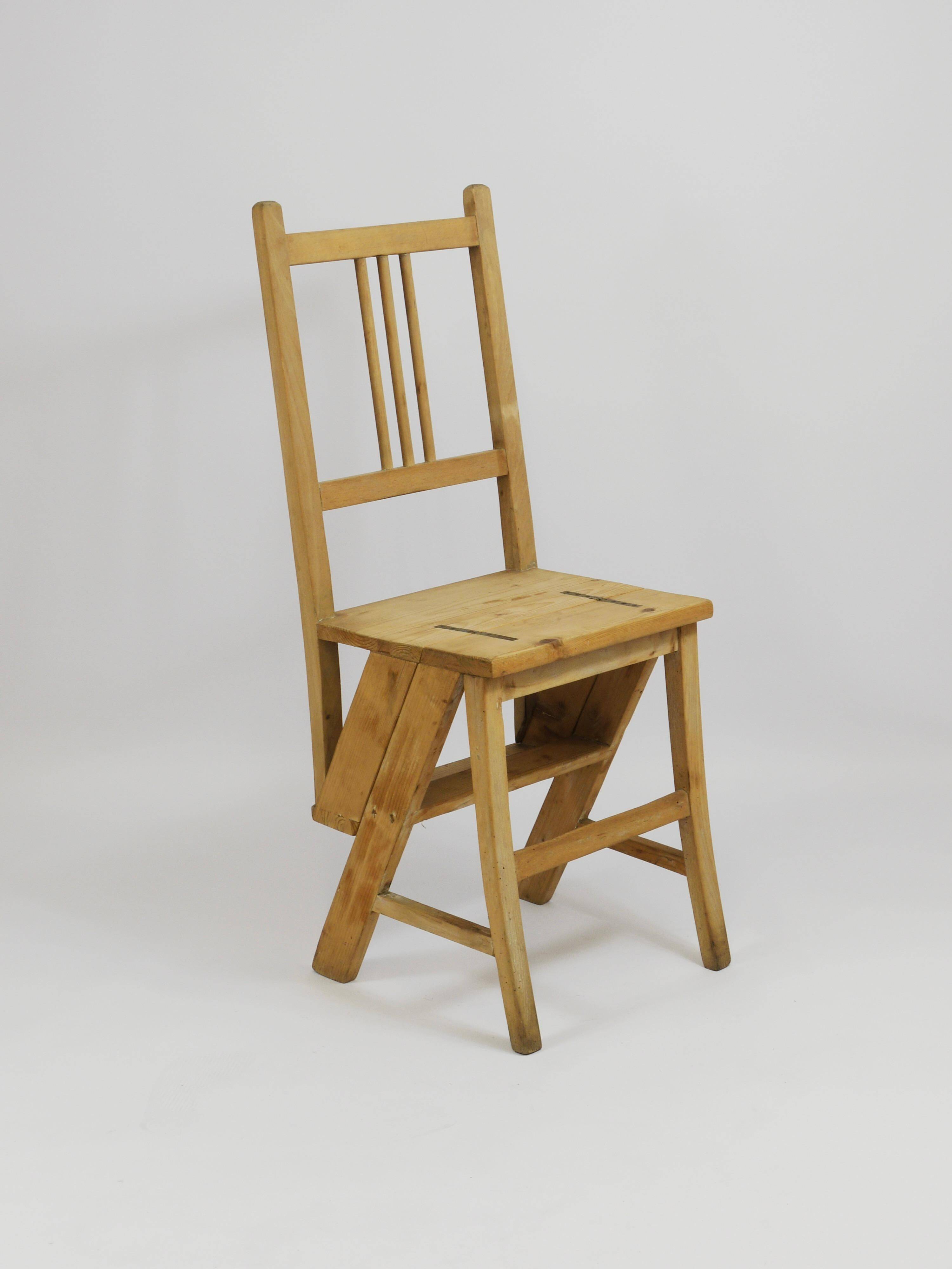 Folding metamorphic library ladder, Arts & Crafts, Vienna, 1900s