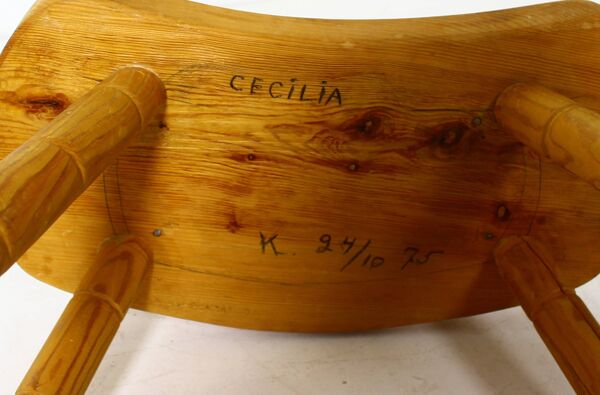 Tabouret suédois en pin 1975