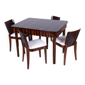 Art Deco Dining Set in Macassar and Leather by Oldřich Liška, Czech, 1920s, Set of 5