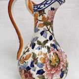 Gien earthenware ewer pitcher peony deco