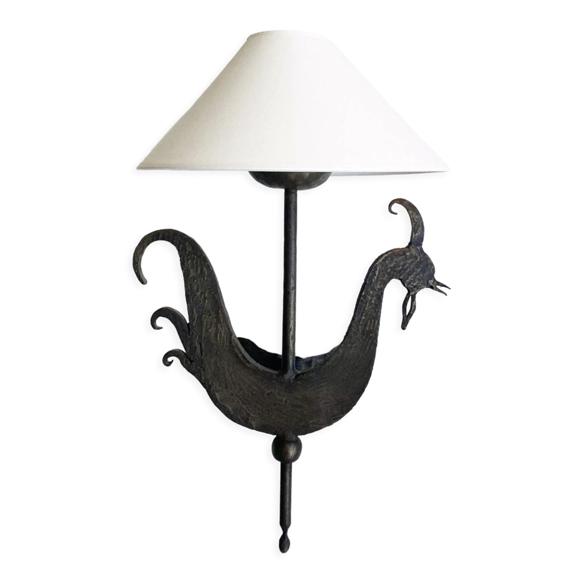 Wall lamp sculpture wrought iron vintage 1950