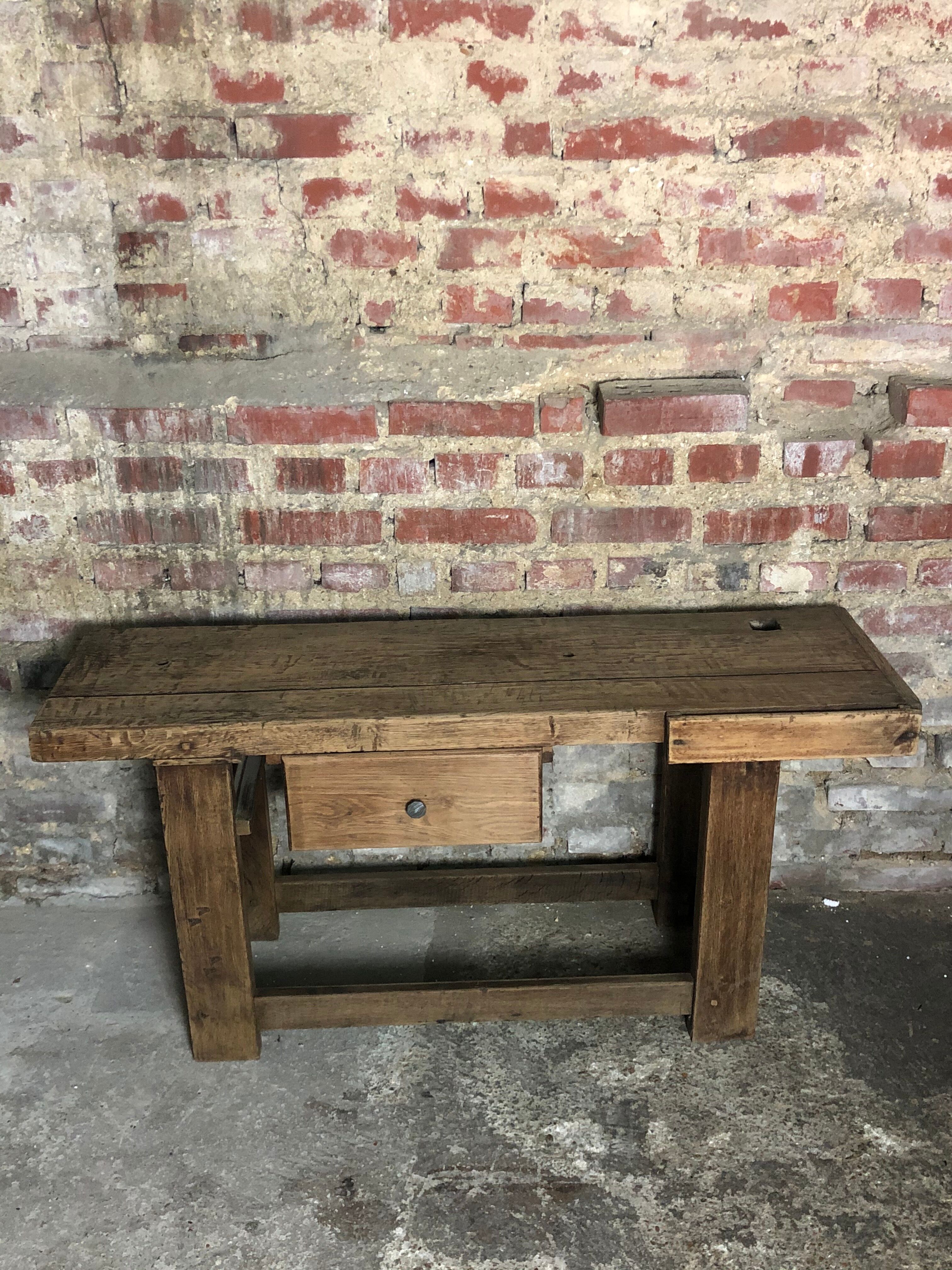 Old workbench in raw solid oak 1920