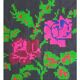 Tapis roumain tissé à la main, fond noir avec de grandes roses