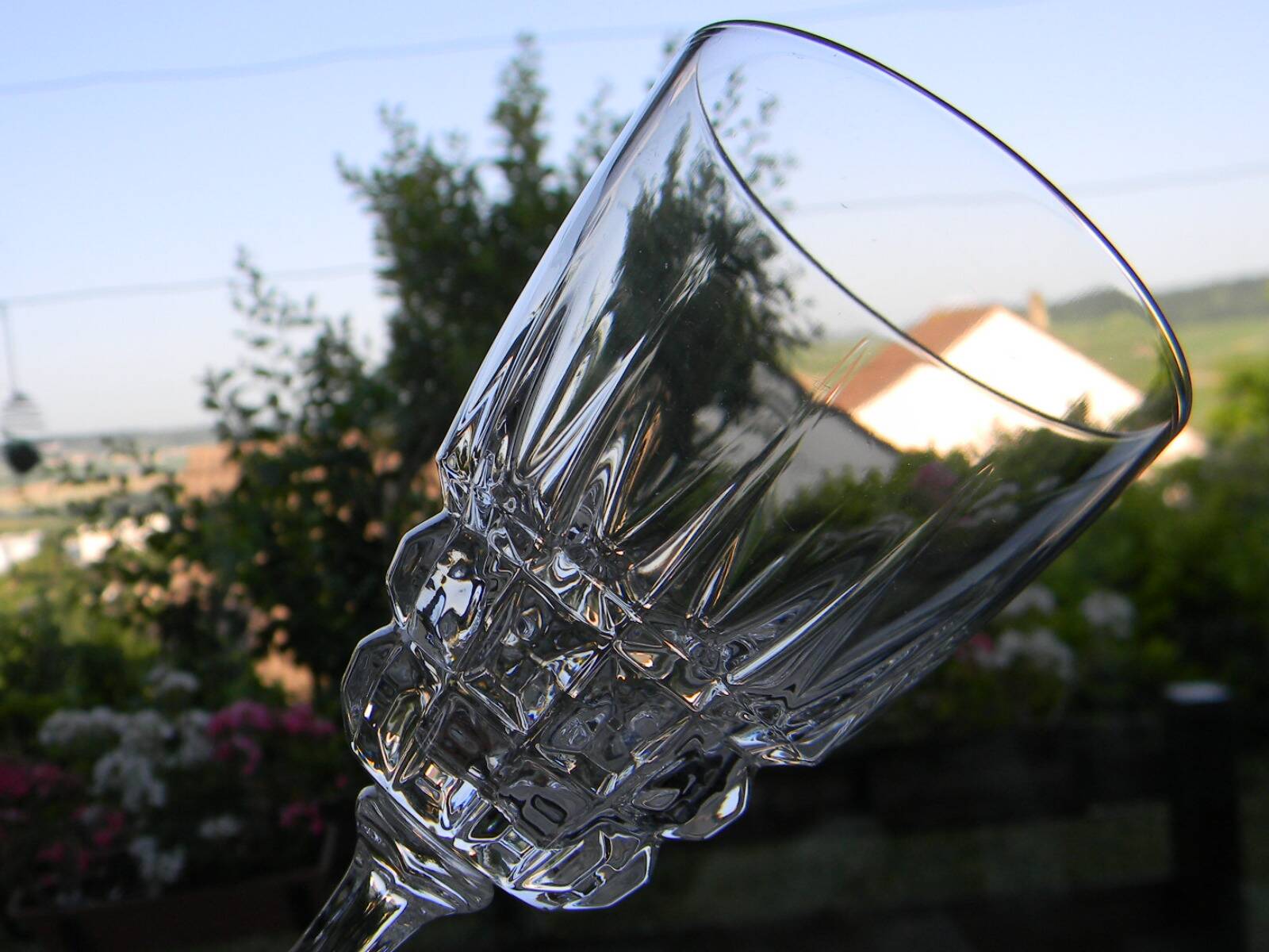 Set of 6 white wine glasses in arques crystal. pompadour model.