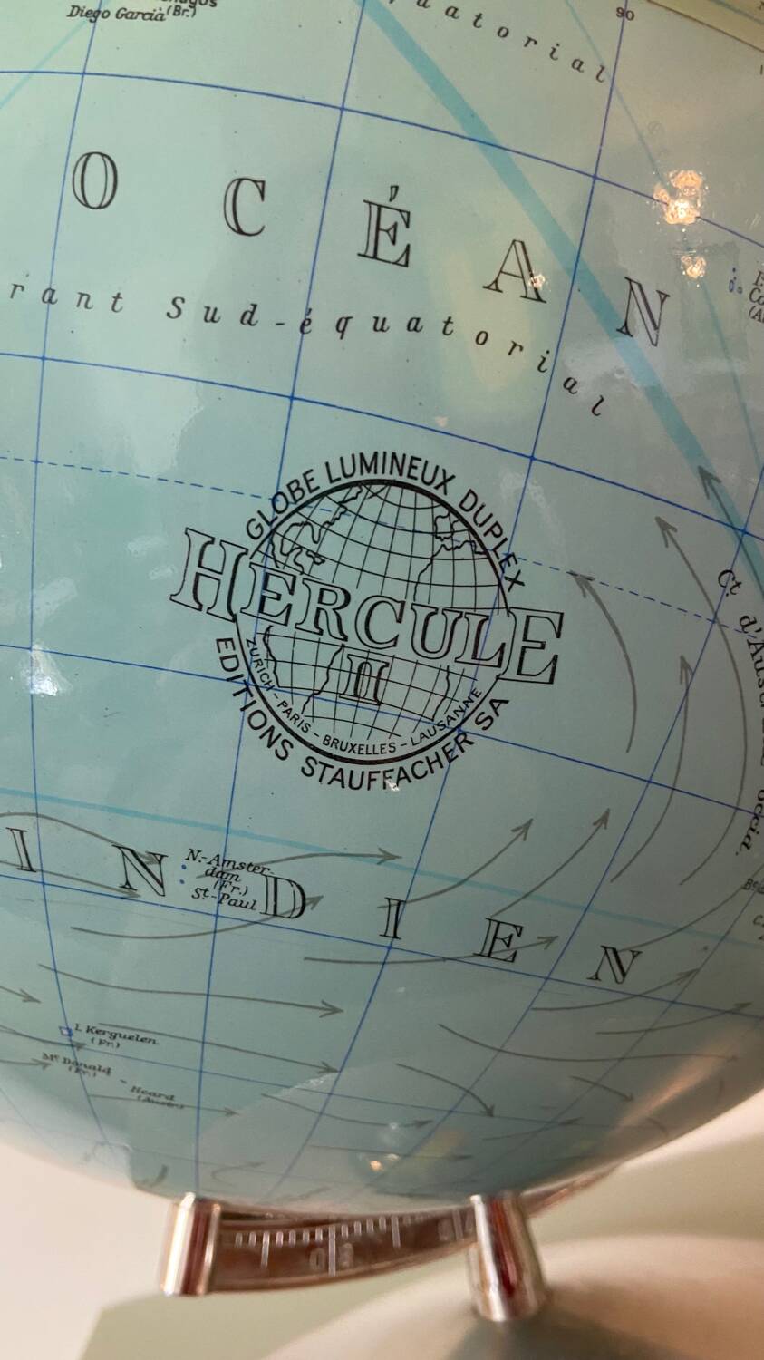 Very large luminous terrestrial globe Hercules 1960