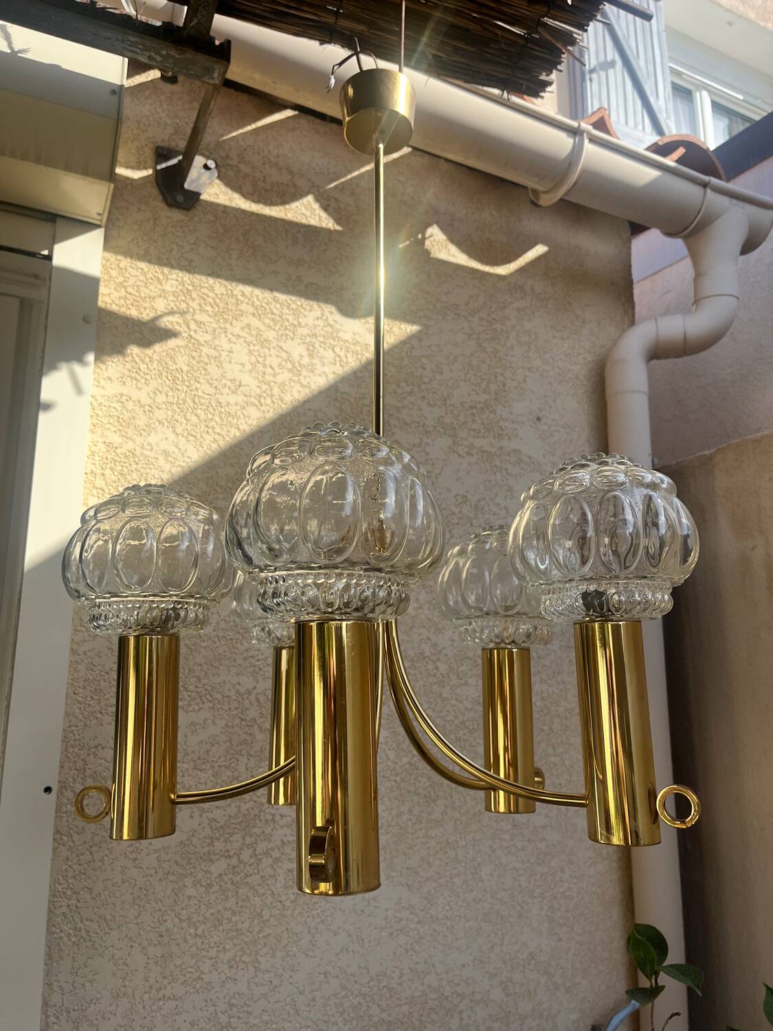 70s Space Age style gold chandelier