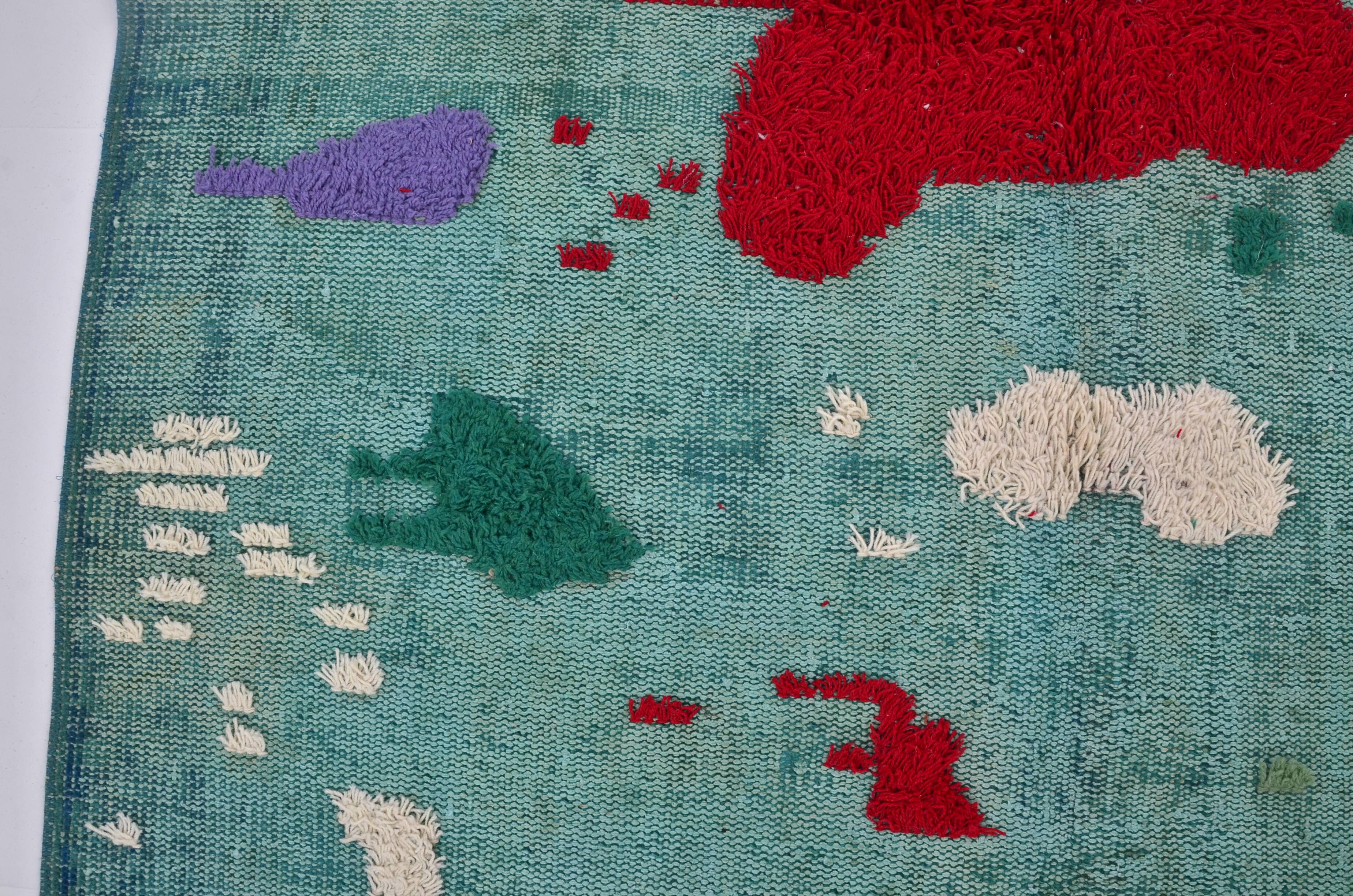 One Kind Unique Vintage Wool Carpet