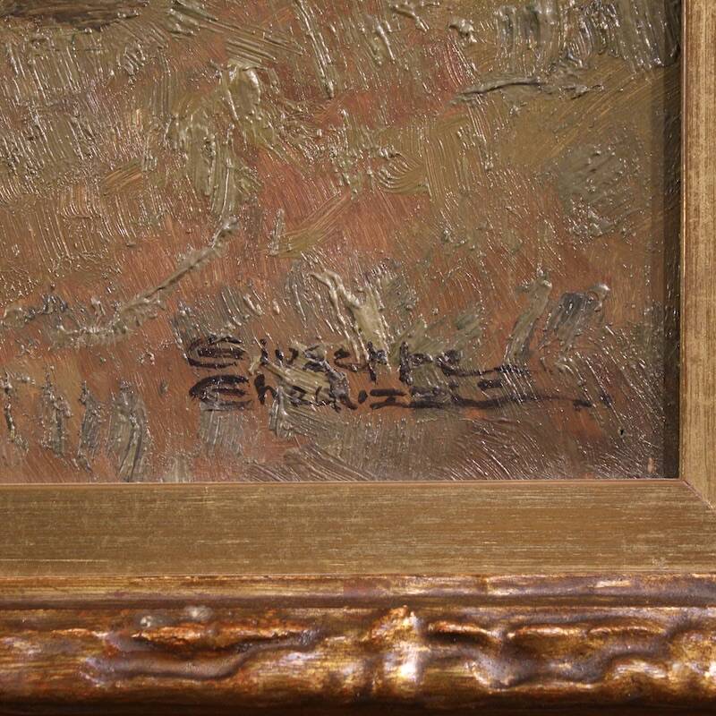 Italian landscape painting signed Giuseppe Gheduzzi from the 20th century