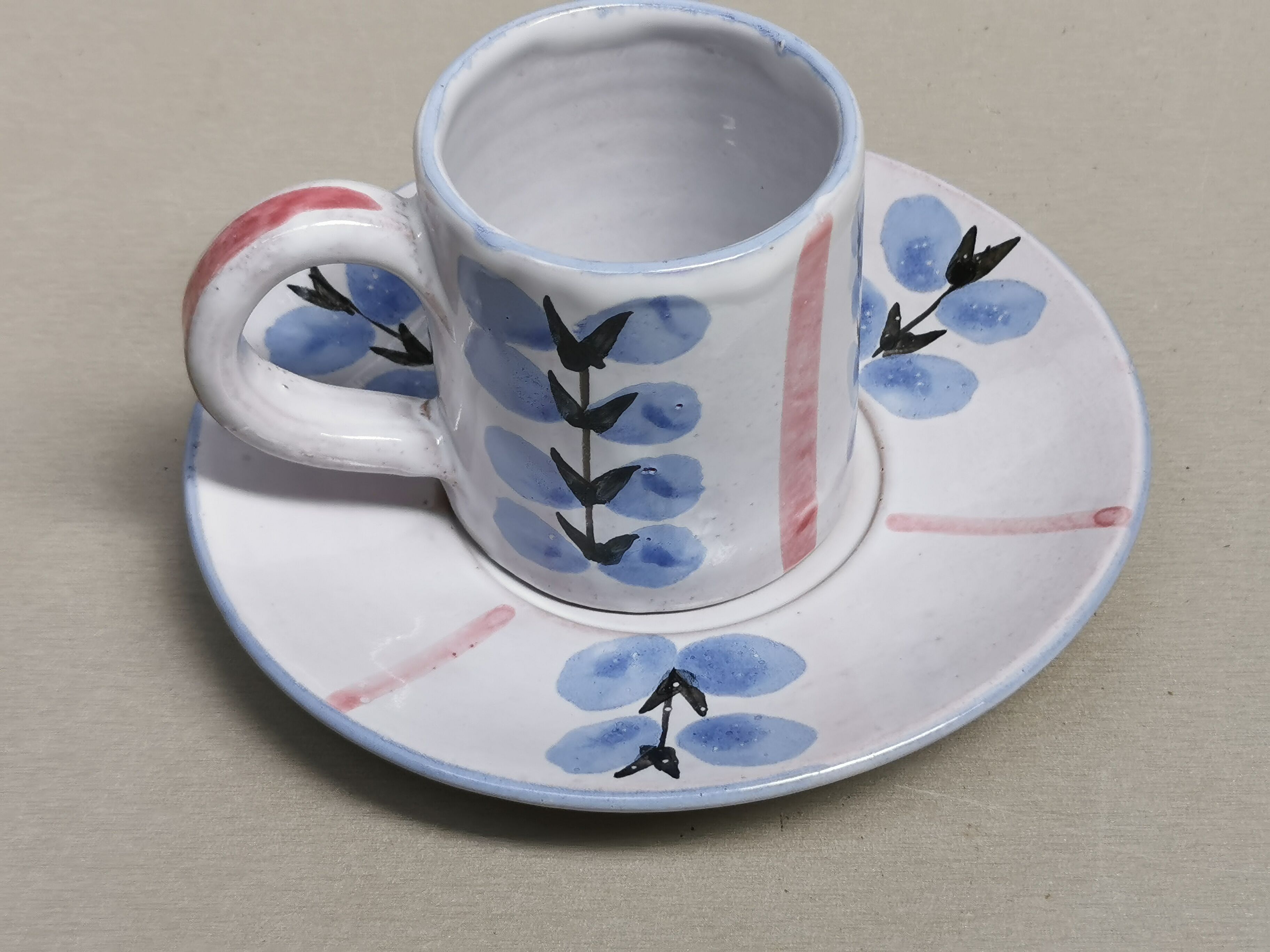 Vintage coffee service, ceramics signed Yvon Roy