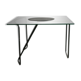 Table basse post-moderne métal et verre Italie 1980’
