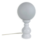 Turned wood lamp with opaline glass globe, 1970s