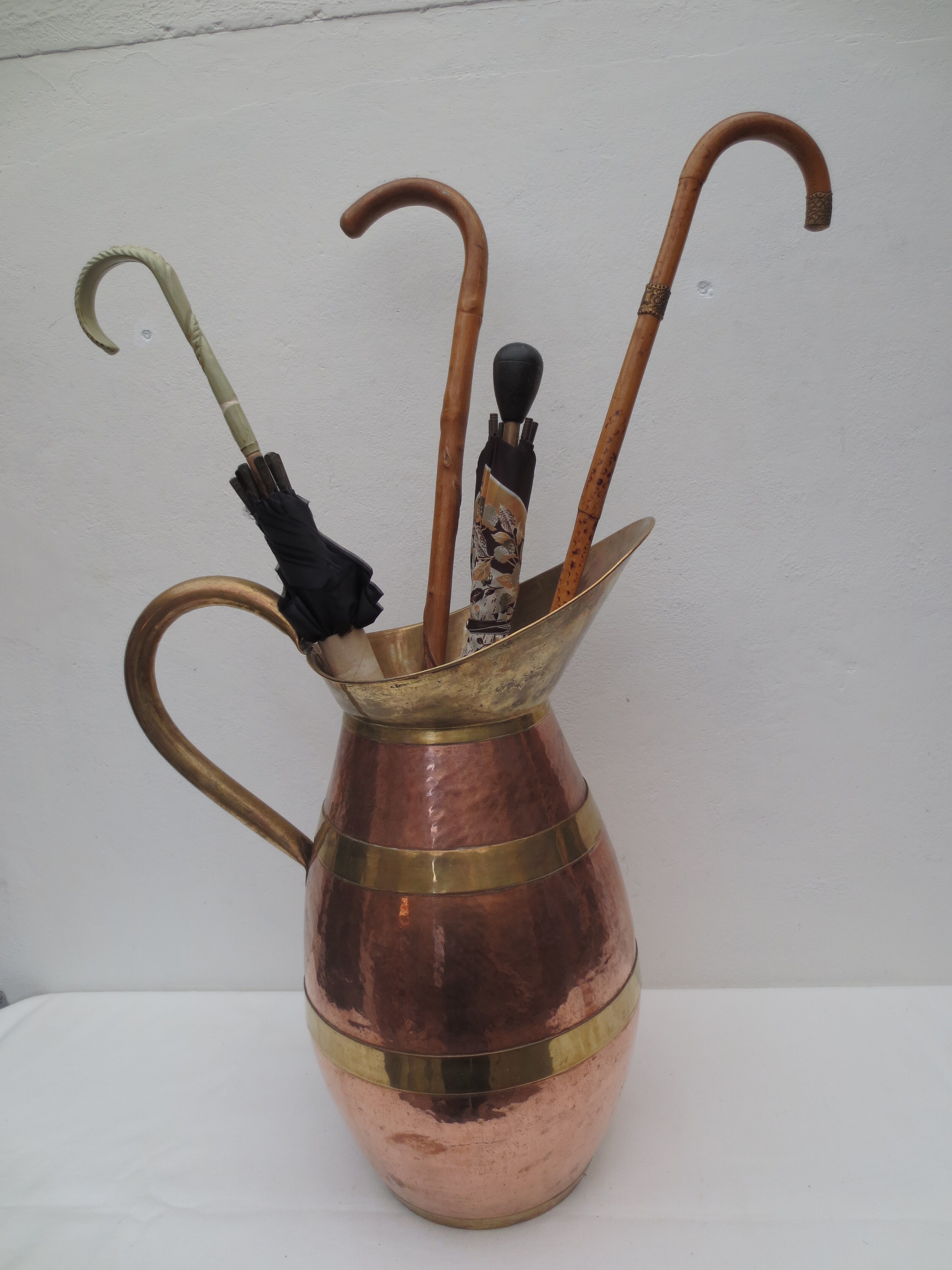 Umbrella holder, copper and brass broc