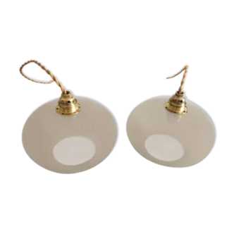 Pair of smoked glass globe pendant lights