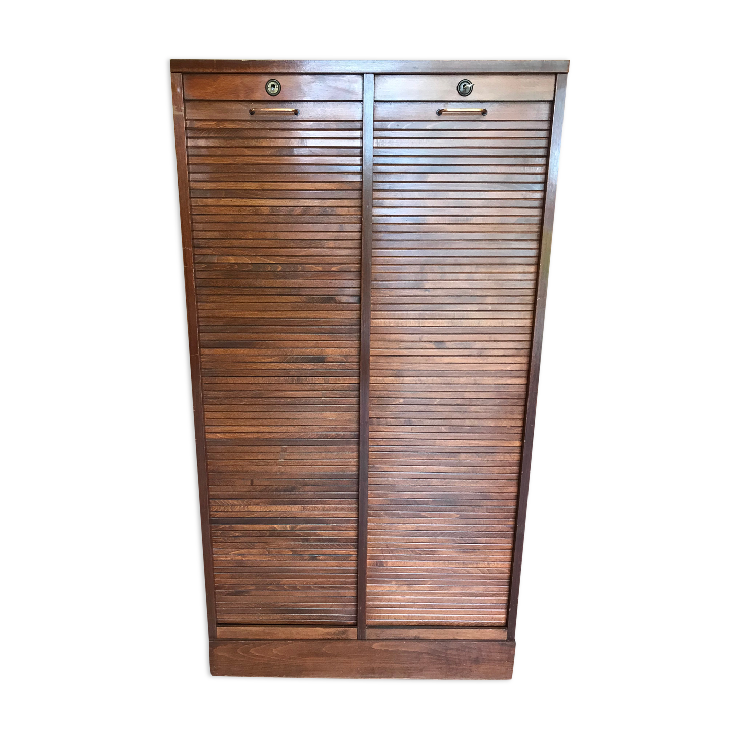 Furniture filing cabinet with double curtains in mahogany and tinted beech