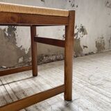 Set of 4 elm straw chairs from the 50s