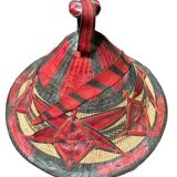 Wicker and leather hat