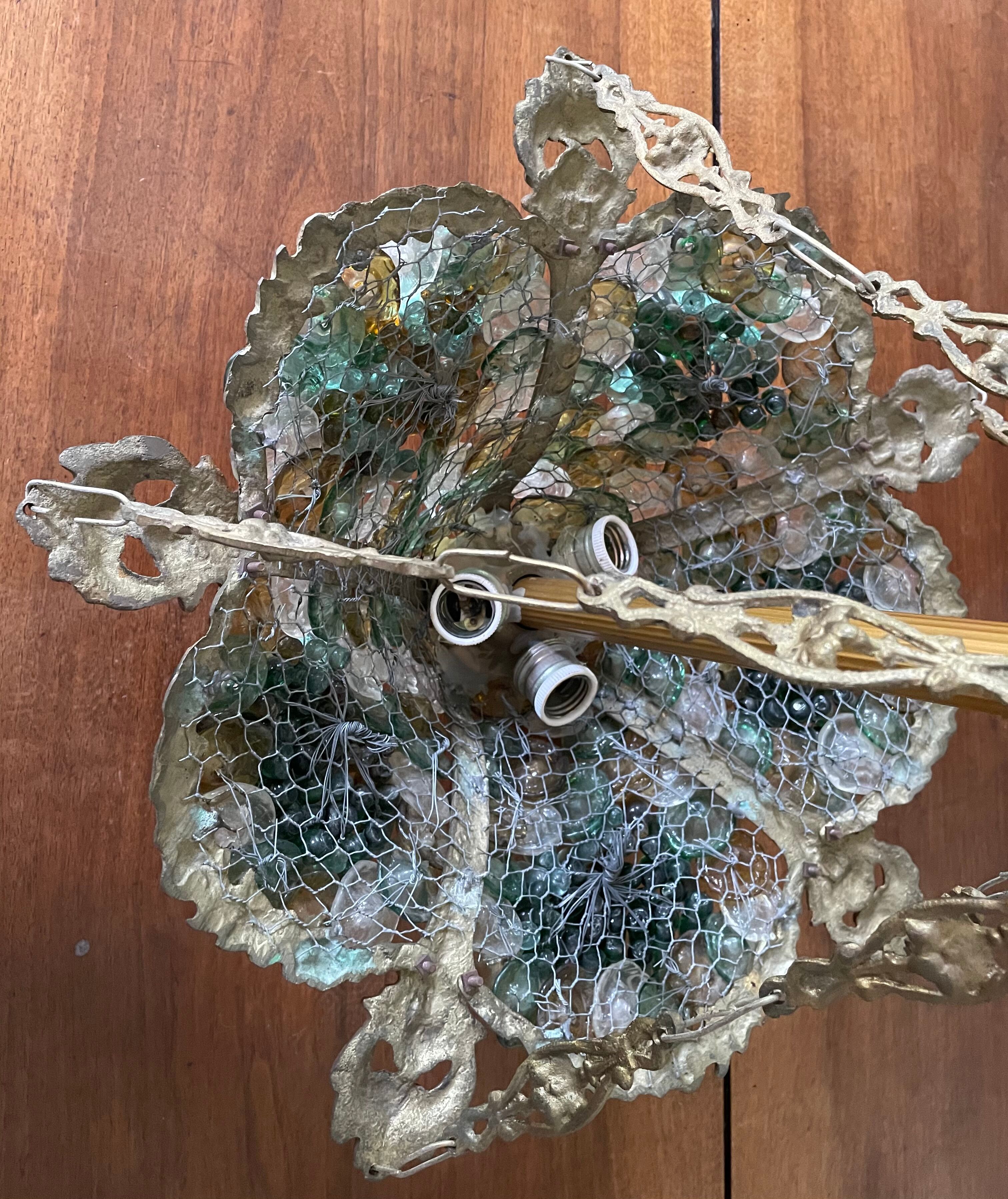 Lustre corbeille grappes de raisin Murano