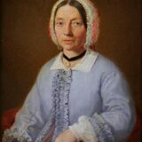 19th century Vintage Older Woman Portrait Oil Painting
