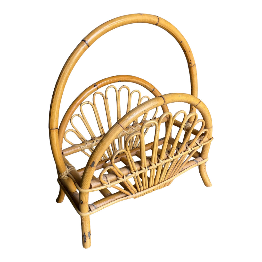 Magazine holder or vintage rattan bamboo plants