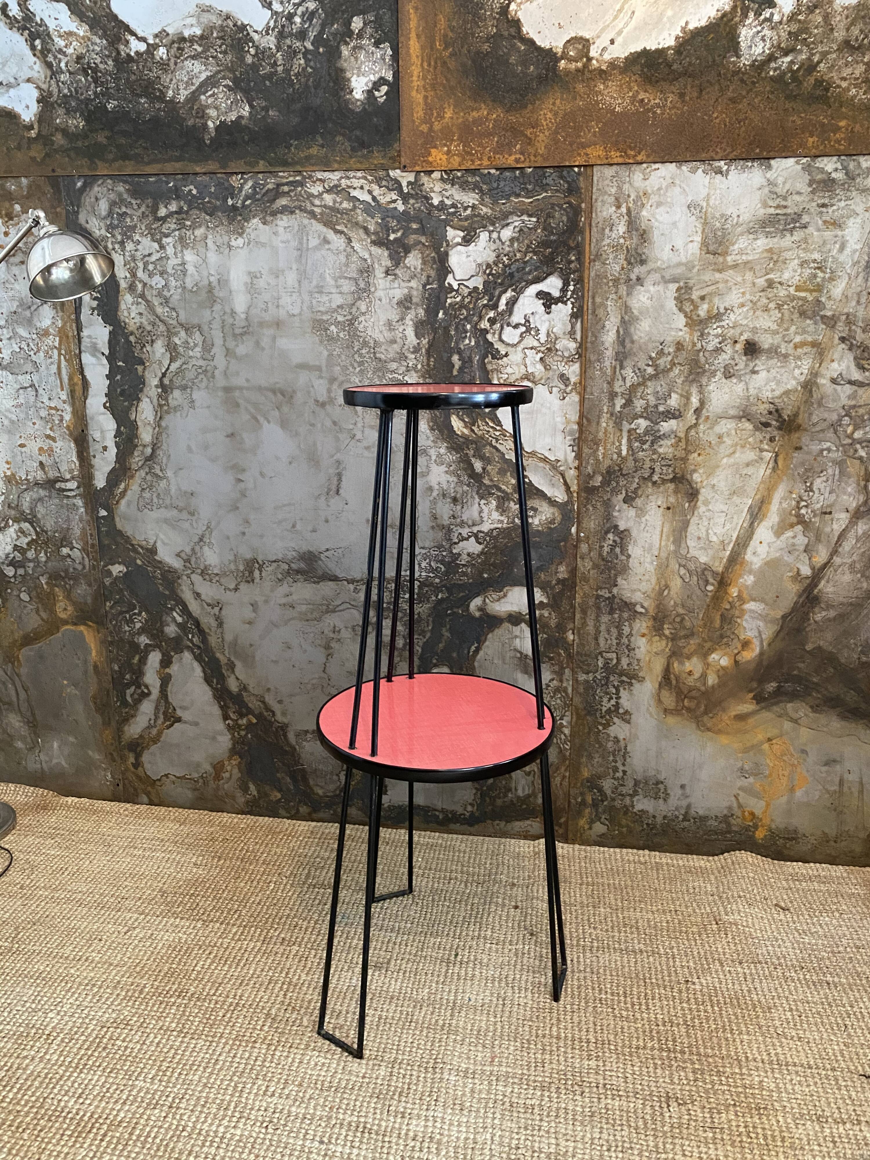 Seventies metal and formica plant holder