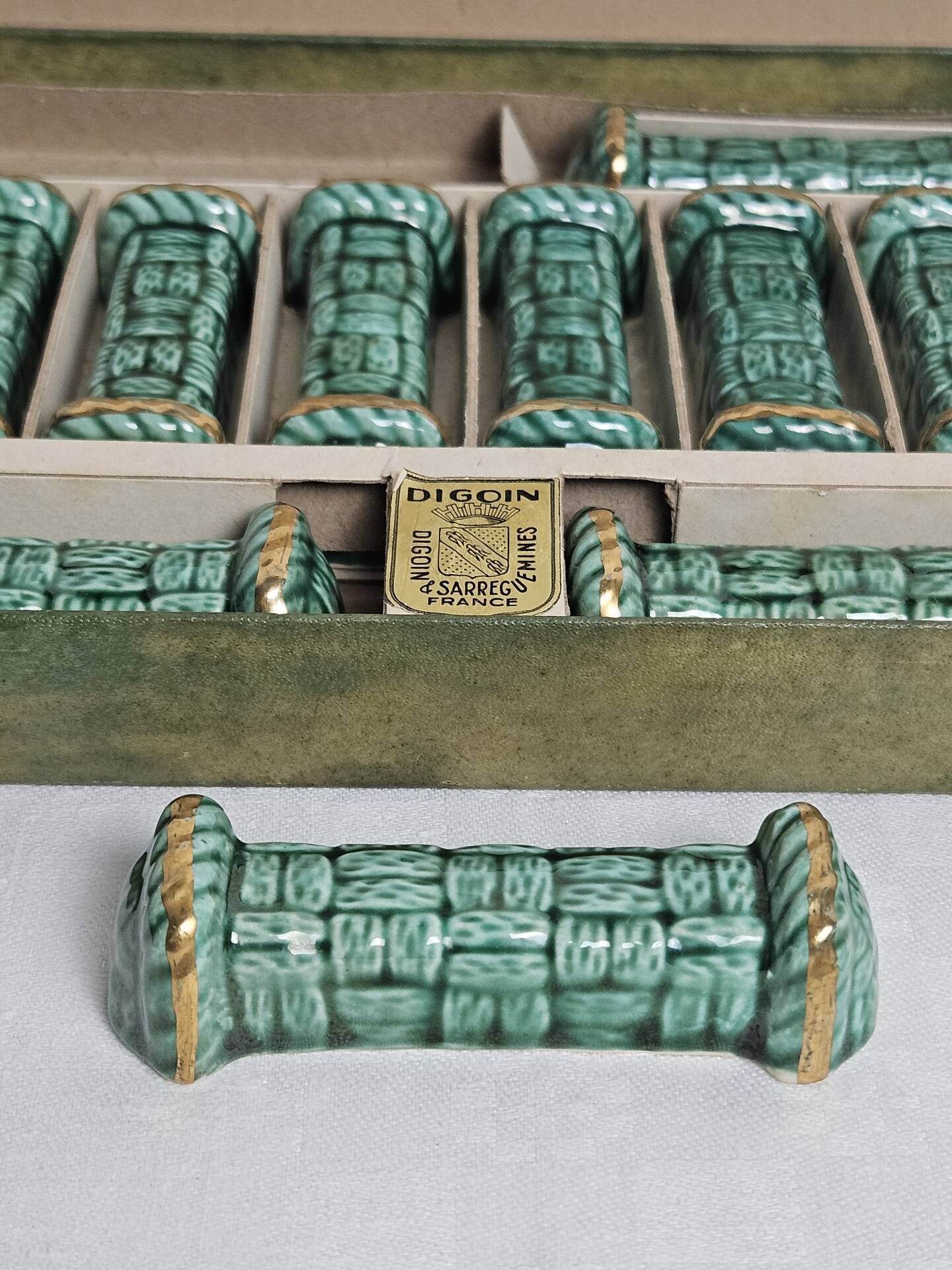 Box of 12 knife rests Digoin Sarreguemines France