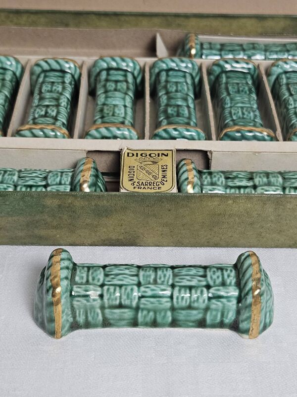 Coffret de 12 porte-couteaux Digoin Sarreguemines France