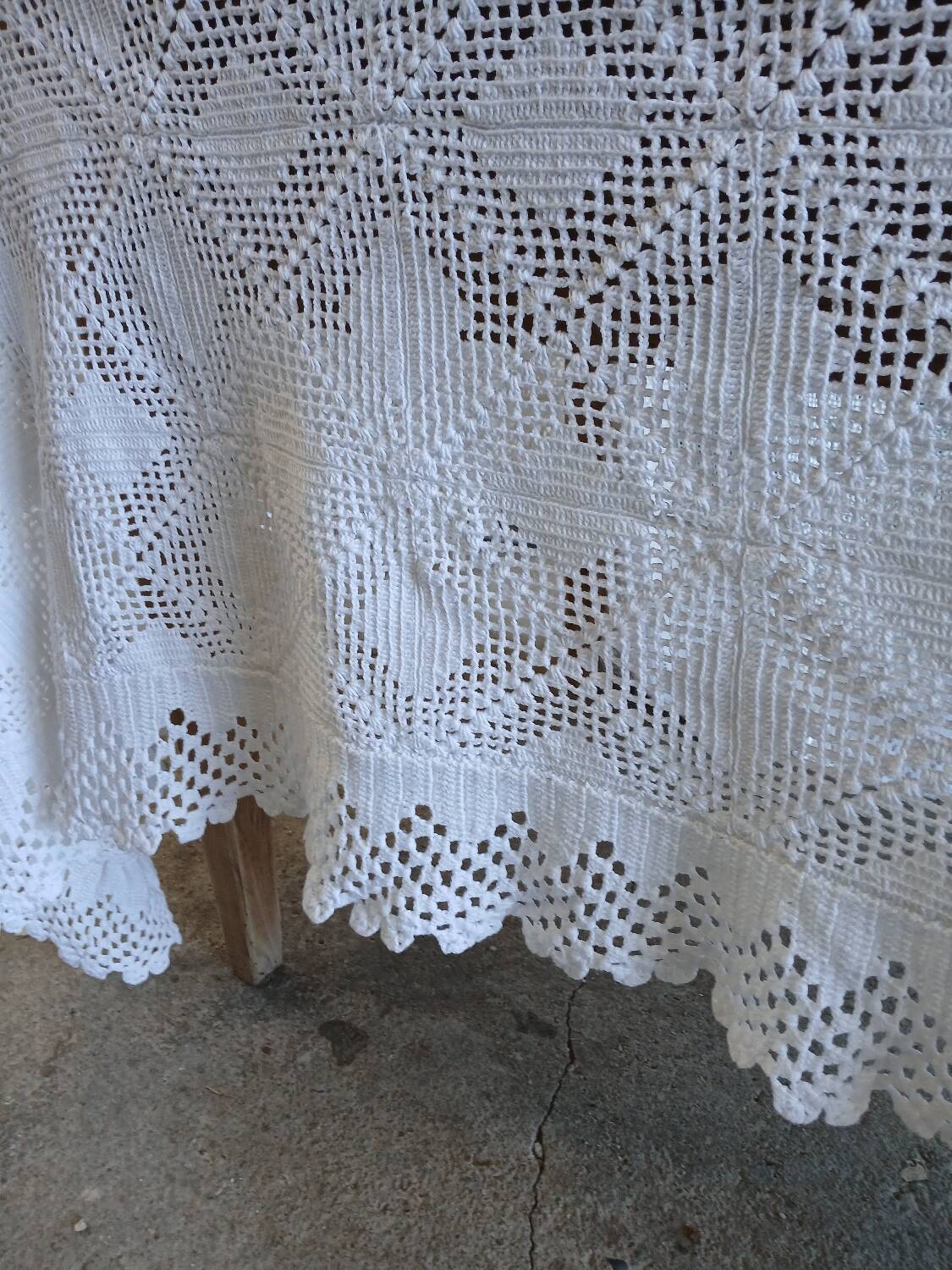 Handmade crochet antique bedspread