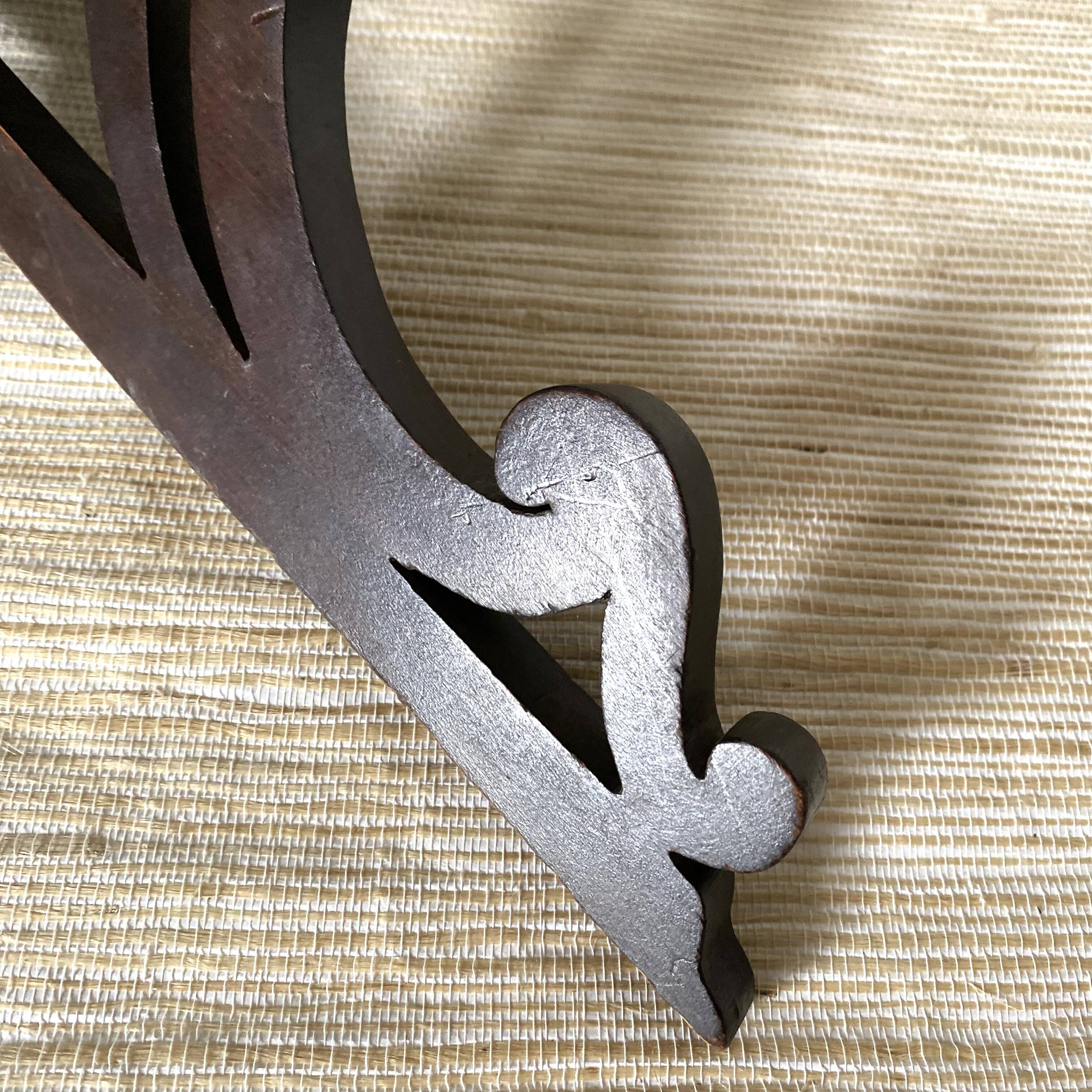 openwork dark wood wall corner shelf