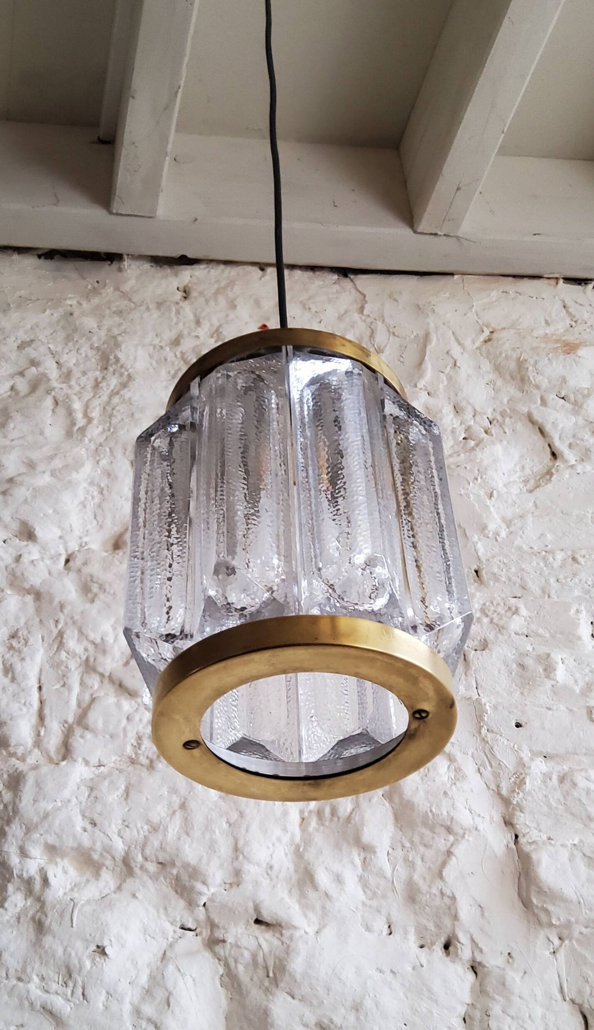 Scandinavian brass and glass pendant for Reijmyre by Paul Kedelv