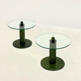 Italian side tables with bamboo base and glass top