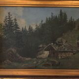 Oil on panel Chalet in the mountains