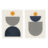 Geometric art print with lines and circles