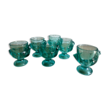 Six coquetiers cocottes en verre coloré