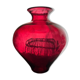 Vase en verre rouge rubis vintage