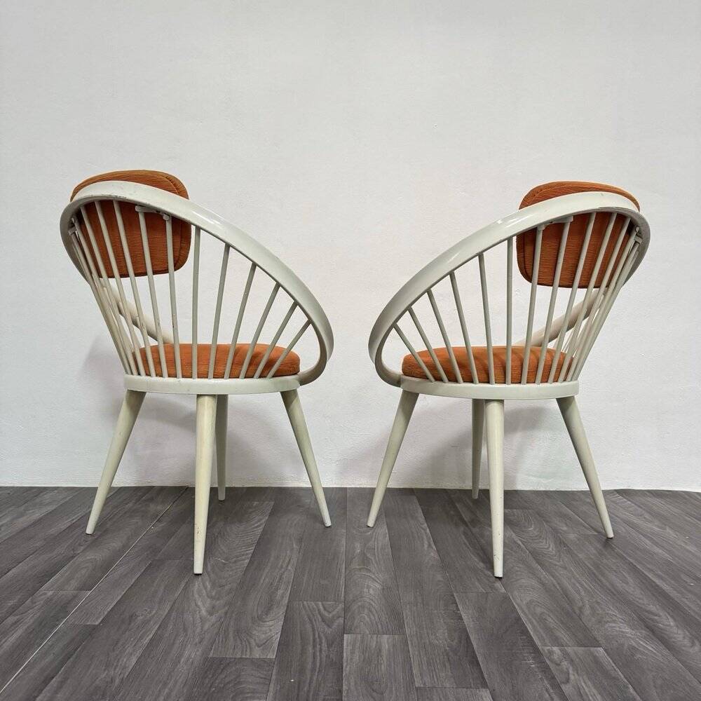 Scandinavian Circle Armchairs attributed to Yngve Ekström, 1960s, Set of 2