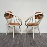 Scandinavian Circle Armchairs attributed to Yngve Ekström, 1960s, Set of 2