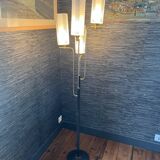 Lampadaire en métal noir et doré 1960