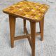 Scandinavian stool with amber mosaic effect top, 60s side table.