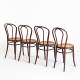 Set of 4 chairs. Bentwood and canning. Vintage. France, 50s