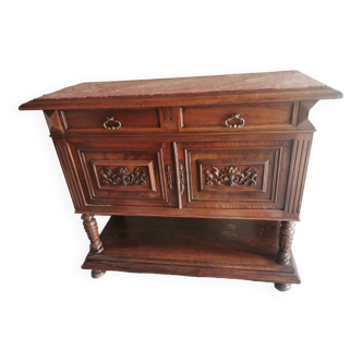 Low sideboard in engraved solid wood