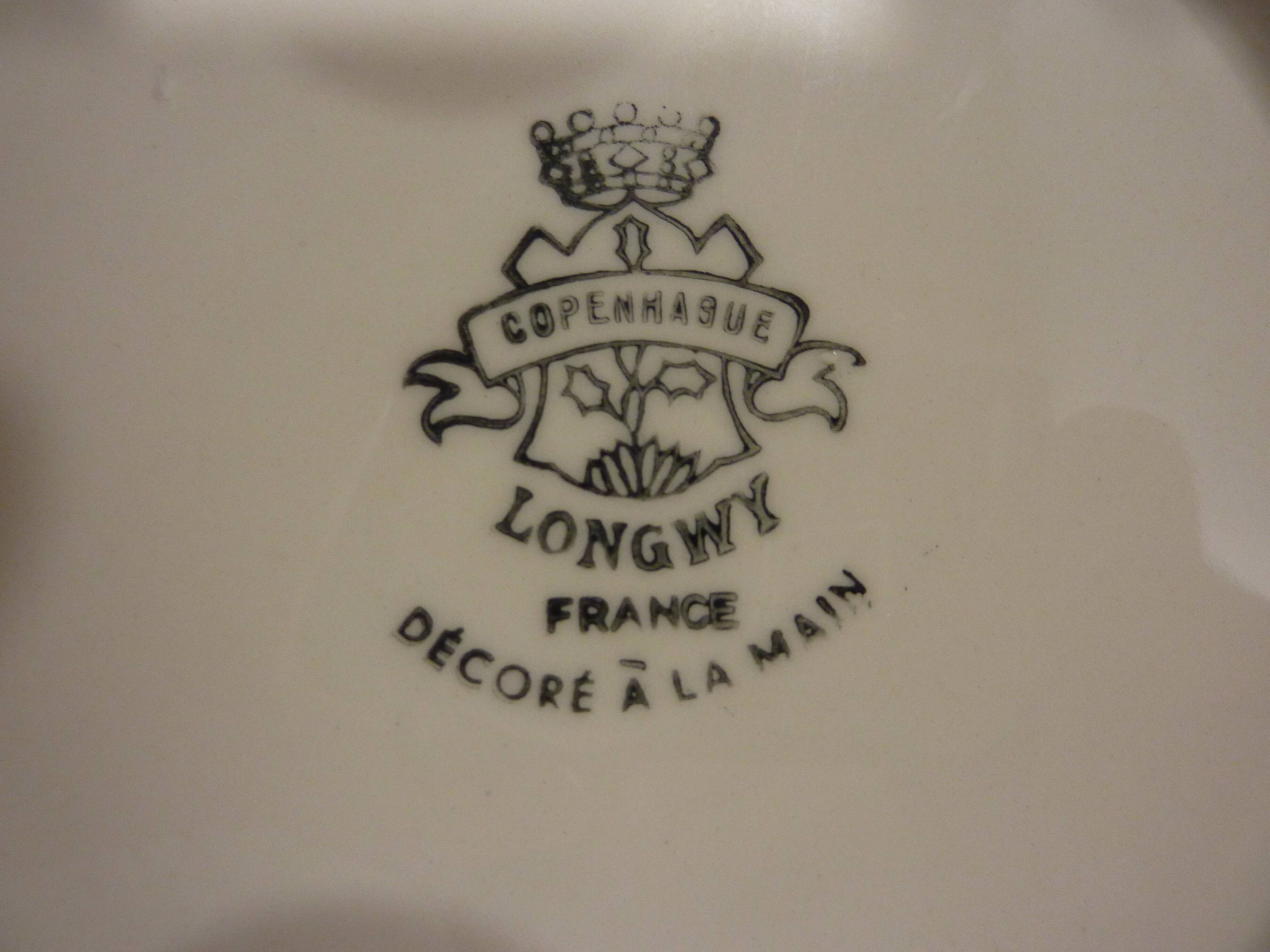 5 hand-decorated Longwy fish plates