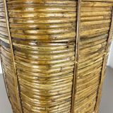 Aubock style rattan and brass bauhaus waste bin France 1960s