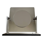 Space age mirror with two reversible sides in brushed stainless steel, 1970.