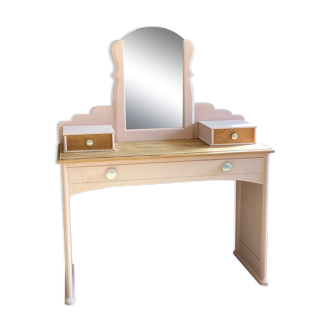 Coiffeuse adulte bois brut & rose poudré
