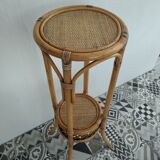Sellette porte plante rotin vintage